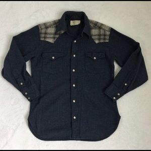 VNTG [Pendleton] M Western Wool Pearl Snap Shirt